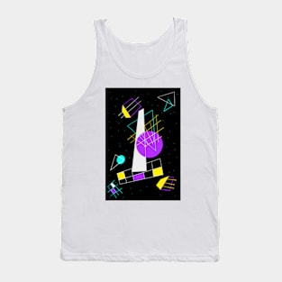 80s Black and Neon Purple Retro Geometric Shapes Tank Top